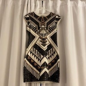 Express dress, M, black and gold sequins